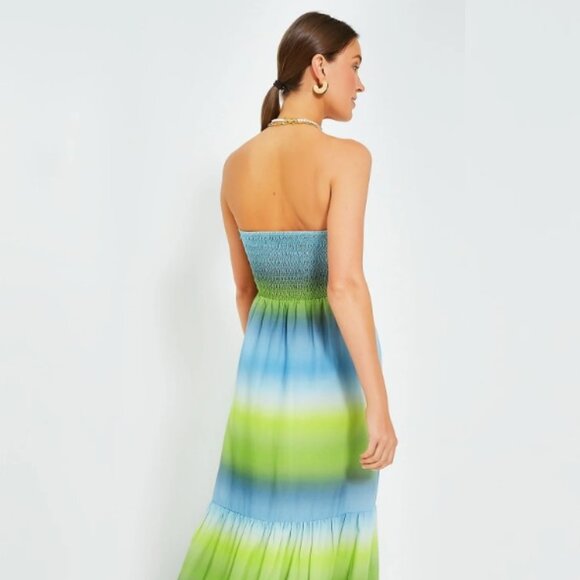 Tuckernuck Chartreuse and Sky Ombre Strapless Kaia Maxi Dress NWT Women Size XL - Picture 4 of 7